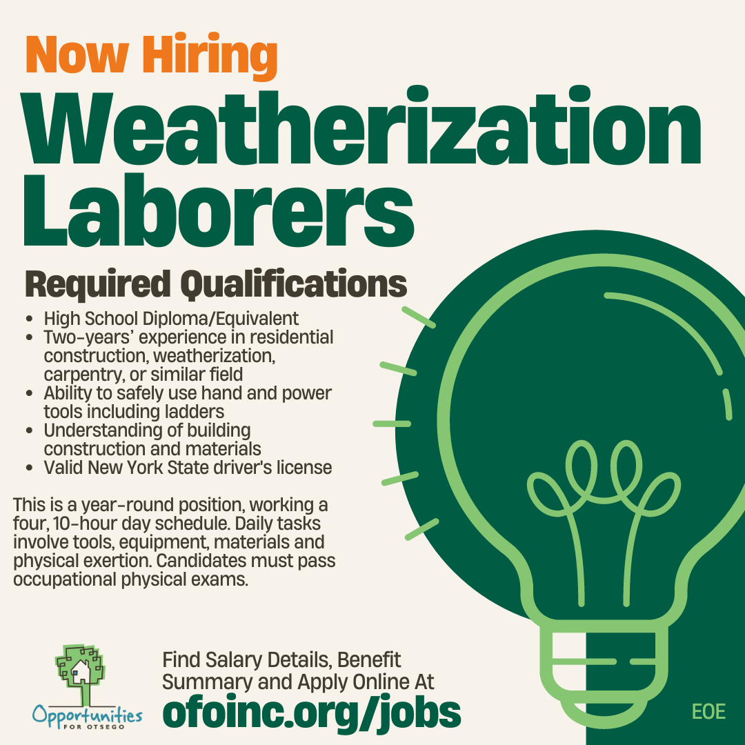 now hiring weatherization laborers
